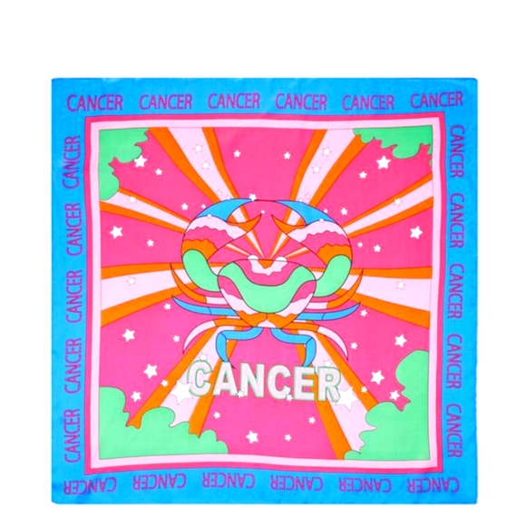 Cancer Star Sign Print Satin Scarf - Zodiac Collection - Picture 1 of 2